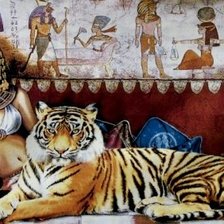 Оригинал схемы вышивки «клеопатра и тигр» (№400798)