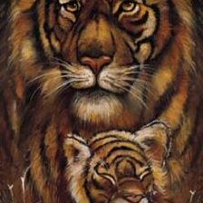 Схема вышивки «тигрица с малышом»