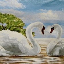 Оригинал схемы вышивки «лебеди на озере» (№401496)