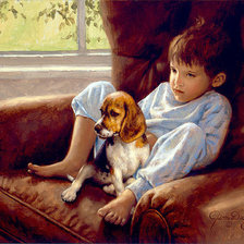 Оригинал схемы вышивки «мальчик с собакой» (№405961)