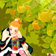 Схема вышивки «Девушка в яблочном саду»
