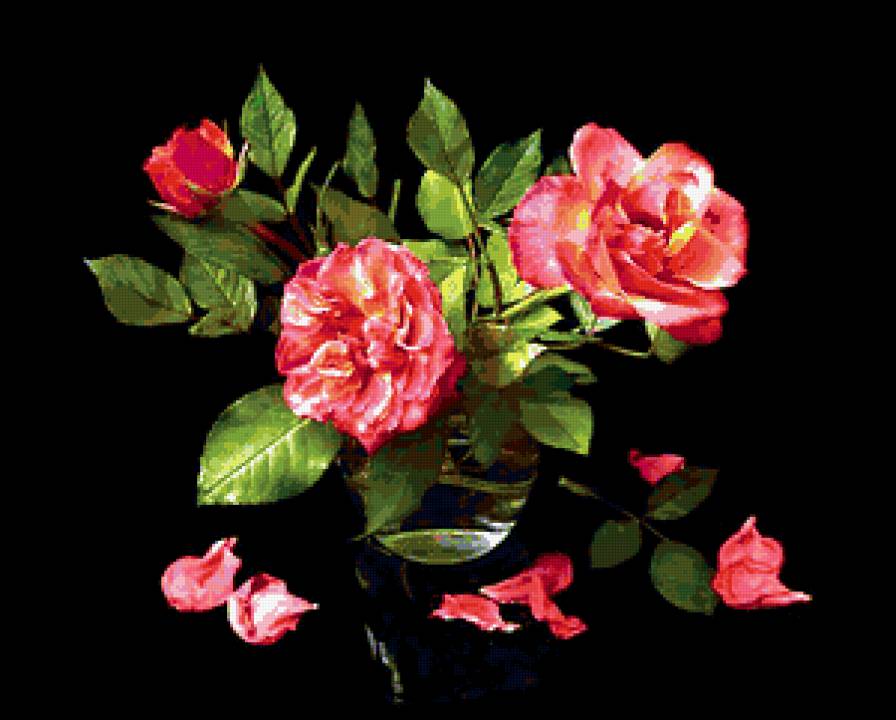 розы - цветы, розы, натюрморт, букет - предпросмотр