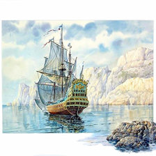 Схема вышивки «Море, корабль»