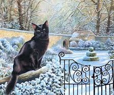 Схема вышивки «черный кот зимой»