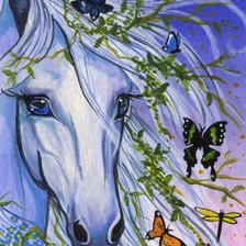 Оригинал схемы вышивки «Лошадь и бабочки» (№422753)
