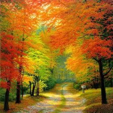 Схема вышивки «Осенняя лесная дорога»