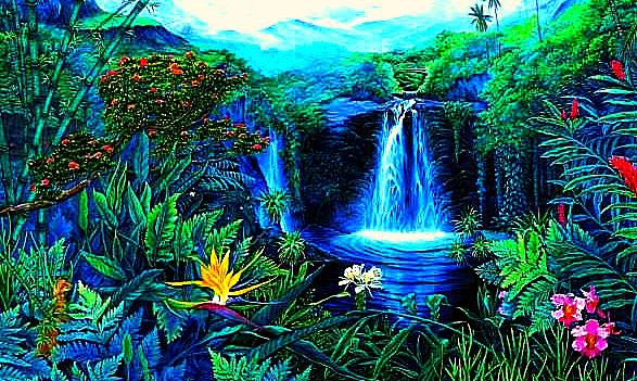 водопад в тропиках - пейзаж, природа, водопад - оригинал