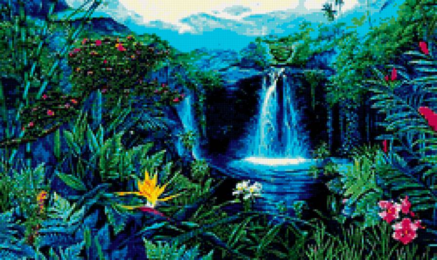 водопад в тропиках - природа, пейзаж, водопад - предпросмотр