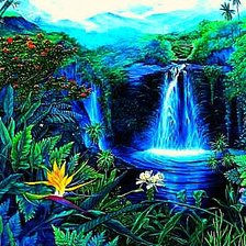 Схема вышивки «водопад в тропиках»