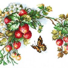 Оригинал схемы вышивки «клубника и бабочка» (№433895)