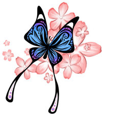 Оригинал схемы вышивки «Бабочка и цветок» (№436344)