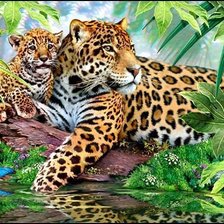 Схема вышивки «Мама леопард»