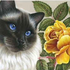Оригинал схемы вышивки «кошки и цветы» (№451005)