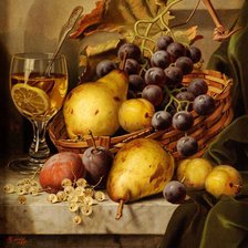 Оригинал схемы вышивки «Натюрморт с виноградом» (№452250)