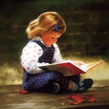 Схема вышивки «девочка читающая книгу»