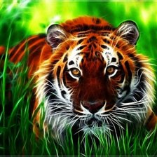 Схема вышивки «Тигр в засаде»