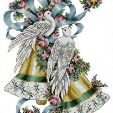 Оригинал схемы вышивки «голуби и колокольчики» (№457336)