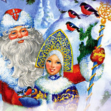 Схема вышивки «Дед Мороз и Снегоручка»