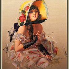 Оригинал схемы вышивки «Дама в шляпе» (№459198)