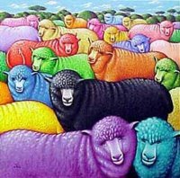 Схема вышивки «Цветные овцы»