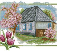 Схема вышивки «Домик в деревне,Весна»