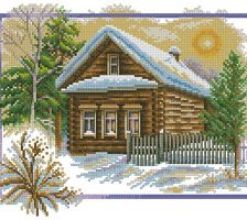 Схема вышивки «Домик в деревне,Зима»