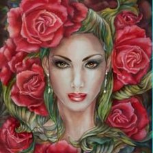 Схема вышивки «Девушка в розах»