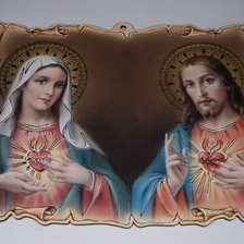 Оригинал схемы вышивки «Сердце Иисуса и сердце Марии» (№469573)
