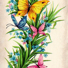 Оригинал схемы вышивки «цветы и бабочки» (№470347)