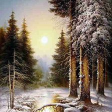 Схема вышивки «Хвойный лес зимой»