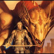 Схема вышивки «рыцарь и дракон»