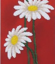 Оригинал схемы вышивки «Белые ромашки на красном фоне» (№478454)