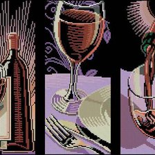 Схема вышивки «Триптих"Бокал вина"»