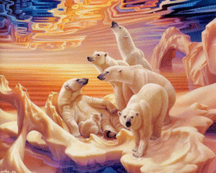 белые медведи - северный полюс, животные, белые медведи - предпросмотр