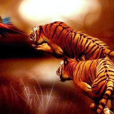 Схема вышивки «тигры на охоте»