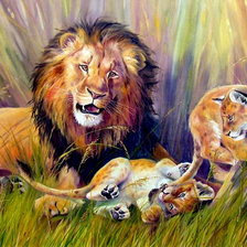Схема вышивки «лев с потомством»