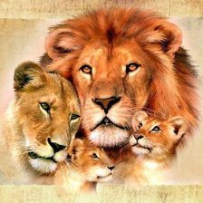 Схема вышивки «семейка львов»
