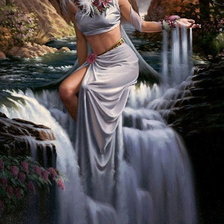 Схема вышивки «девушка и водопад»