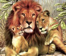 Оригинал схемы вышивки «семья львов» (№493766)