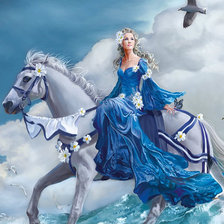 Схема вышивки «Фентези-девушка и конь»
