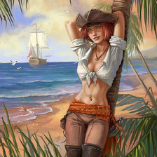 Схема вышивки «Пиратка а берегу»