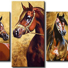 Схема вышивки «триптих кони»