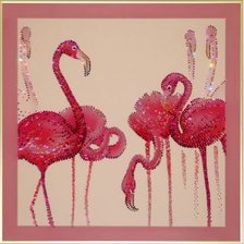 Схема вышивки «триптих розовый фламинго»
