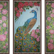 Схема вышивки «триптих павлин и розы»