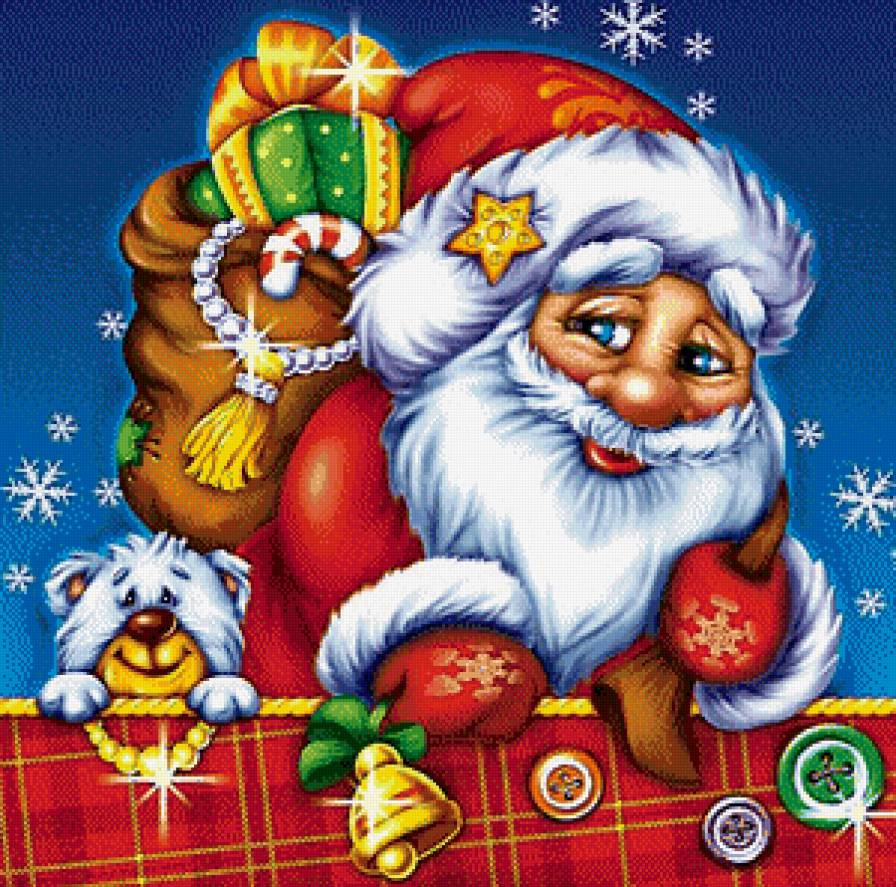 Добрый Санта - санта-клаус, дед мороз, подарки, елочка, рождество, новогодняя - предпросмотр