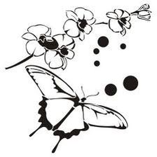 Схема вышивки «сакура с бабочкой»