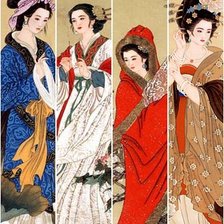 Схема вышивки «Полиптих"Китайские девушки"»