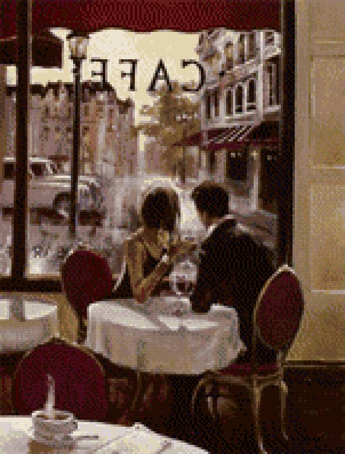 В кафе - романтика, париж, кафе - предпросмотр