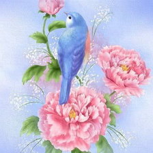 Схема вышивки «птичка на цветке»