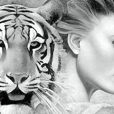 Оригинал схемы вышивки «Дама с тигром» (№511870)
